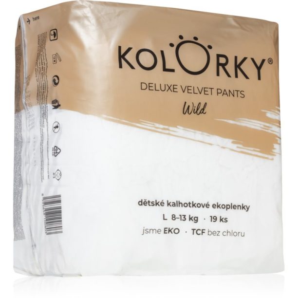 Kolorky Deluxe Velvet Pants Wild еднократни пелени гащички размер L 8-13 Kg 19 бр. на ниска цена