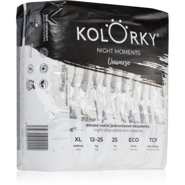 Kolorky Night Moments еднократни ЕКО пелени за цялостна защита през нощта размер XL 12-25 kg 25 бр. на ниска цена