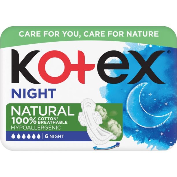 Kotex Natural Night санитарни кърпи 6 бр.