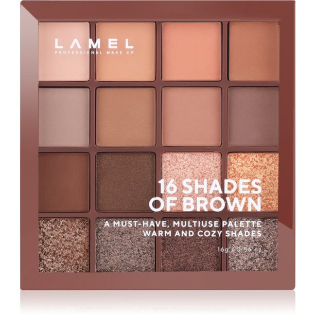 LAMEL 16 Shades Of Brown палитра сенки за очи 16 гр.