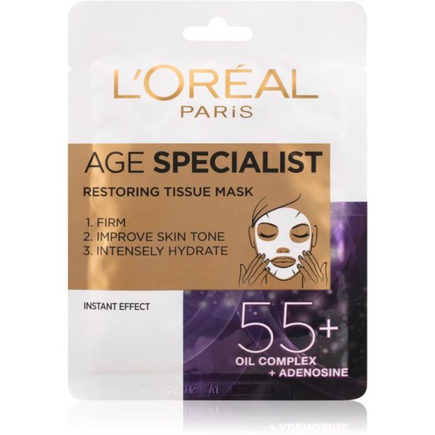 L’Oréal Paris Age Specialist 55+ платнена маска за интензивно опъване и озаряване на кожата на лицето