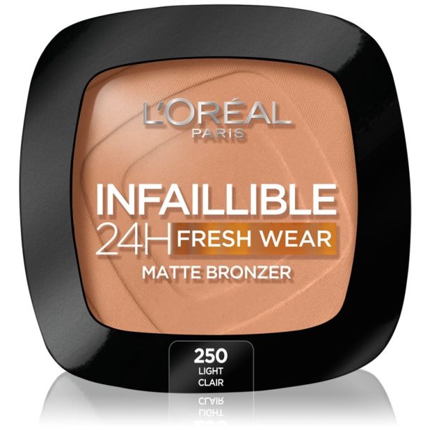 L’Oréal Paris Infaillible Fresh Wear 24h бронзант с матиращ ефект цвят 250 Light 9 гр.