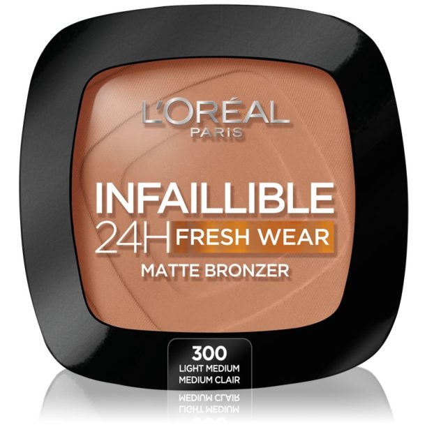 L’Oréal Paris Infaillible Fresh Wear 24h бронзант с матиращ ефект цвят 300 Light Medium 9 гр.