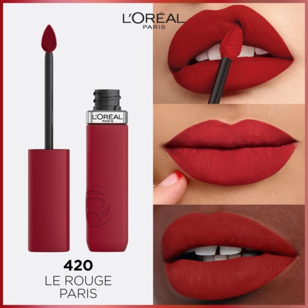 L’Oréal Paris Infaillible Matte Resistance матиращо хидратиращо червило цвят 420 Le Rouge Paris 5 мл. купи на топ цена