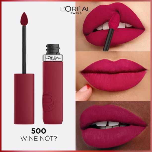 L’Oréal Paris Infaillible Matte Resistance матиращо хидратиращо червило цвят 500 Wine Not? 5 мл. купи на топ цена