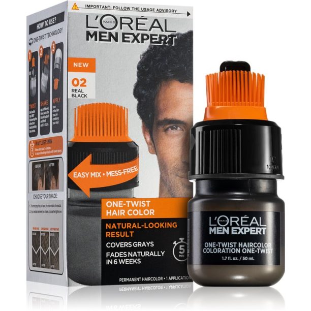 L’Oréal Paris Men Expert One Twist боя за коса с апликатор за мъже 02 Real Black на ниска цена