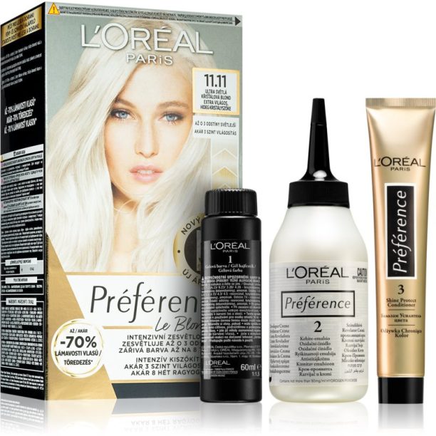 L’Oréal Paris Préférence Le Blonding боя за коса за изсветляване на косата цвят 11.11 Ultra-Light Cool Crystal Blonde 1 бр. на ниска цена