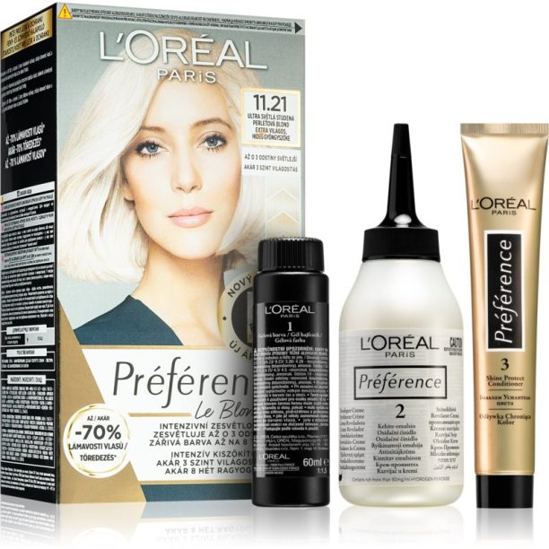 L’Oréal Paris Préférence Le Blonding боя за коса за изсветляване на косата цвят 11.21 Ultra-Light Cool Pearl Blonde 1 бр. на ниска цена