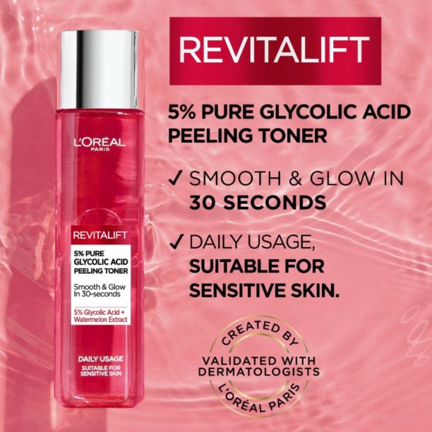 L’Oréal Paris Revitalift Glycolic peeling toner ексфолиращ почистващ тоник 180 мл. на ниска цена