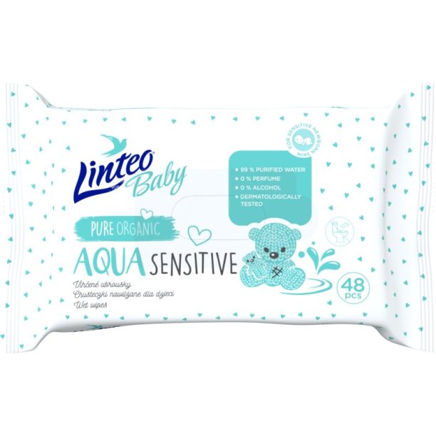 Linteo Baby Aqua Sensitive нежни мокри кърпички за бебета 48 бр.