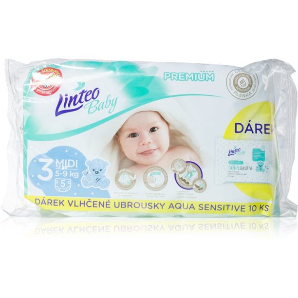 Linteo Baby Premium Midi еднократни пелени 5-9kg 5 бр.