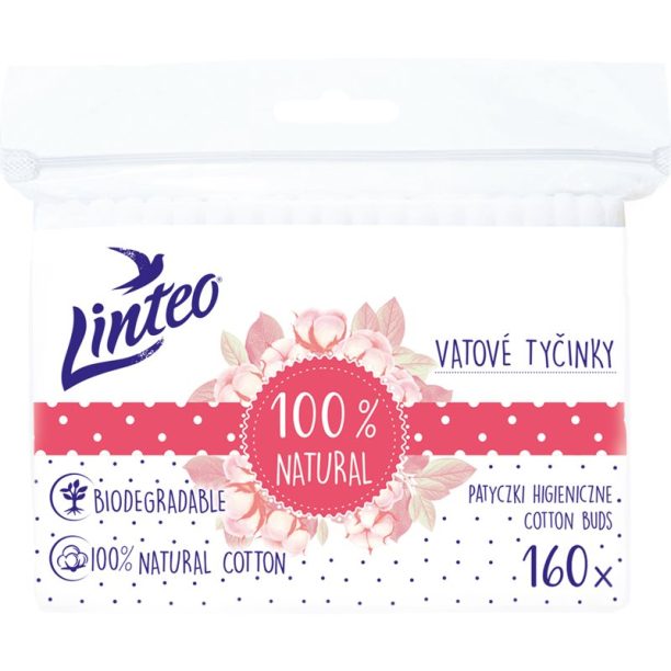 Linteo Natural Cotton Buds клечки за уши в пликче 160 бр.