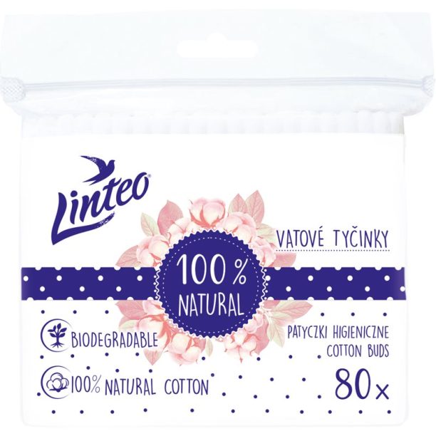 Linteo Natural Cotton Buds клечки за уши в пликче 80 бр.