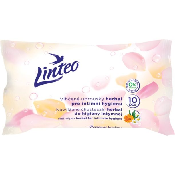 Linteo Personal hygiene мокри кърпички за интимна хигиена мини herbal 10 бр.