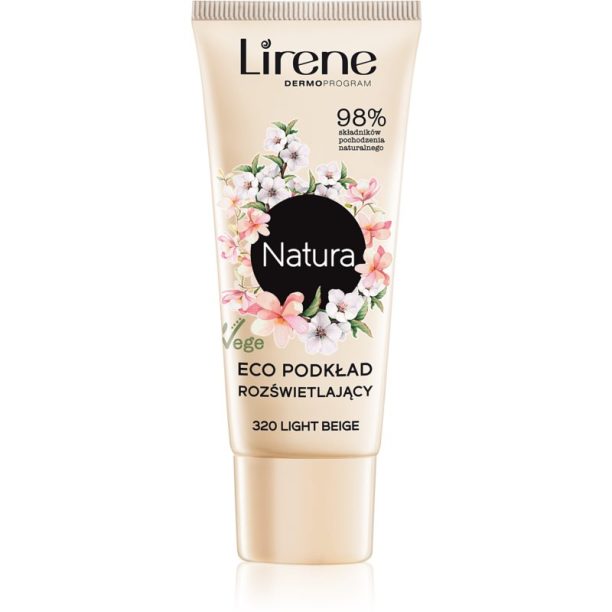 Lirene Natura матираща основа под фон дьо тен цвят 320 Light Beige 30 мл.