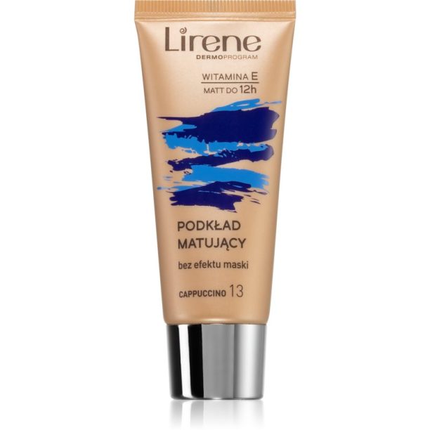 Lirene Nature Matte матиращ флуид фон дьо тен за дълготраен ефект цвят 13 Capuccino 30 мл.