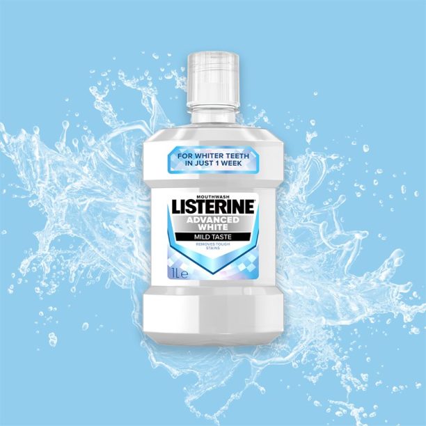 Listerine Advanced White Mild Taste вода за уста с избелващ ефект 1000 мл. на ниска цена