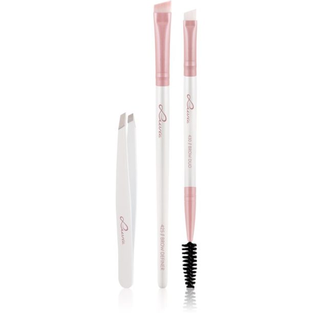 Luvia Cosmetics Prime Vegan Brow Kit комплект за оформяне на вежди Candy (Pearl White / Rose) 3 бр.