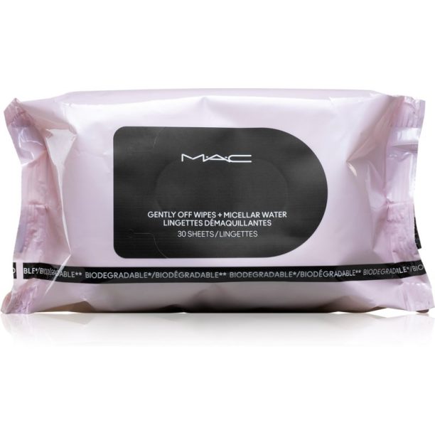 MAC Cosmetics  Gently Off Wipes + Micellar Water кърпички за почистване на грим 30 бр.