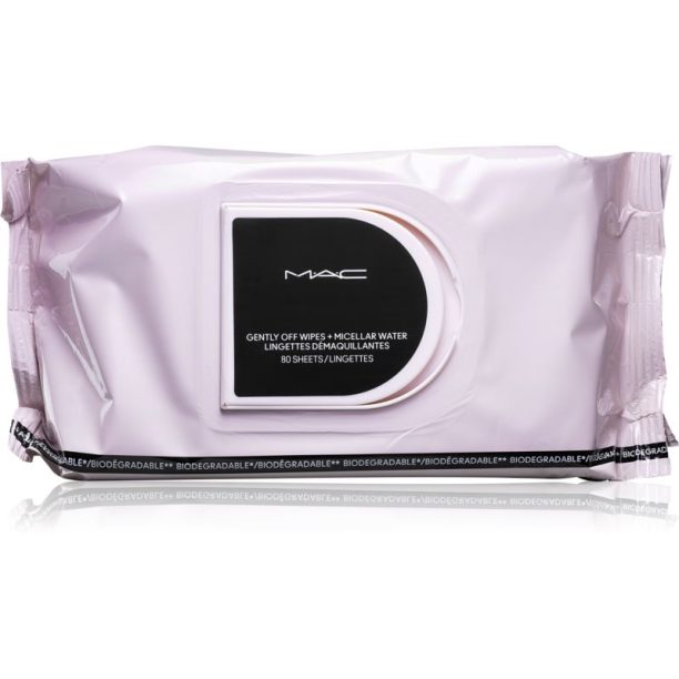 MAC Cosmetics  Gently Off Wipes + Micellar Water кърпички за почистване на грим 80 бр.