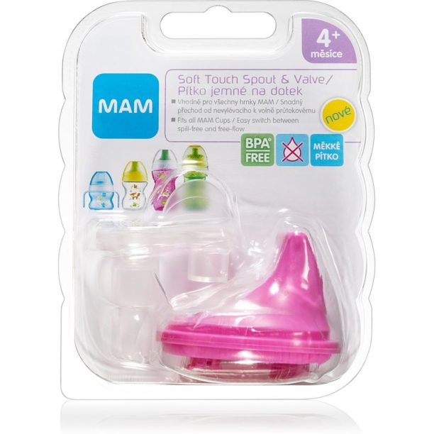 MAM Baby Bottles Soft Touch Spout & Valve комплект за деца Pink 4m+ 2 бр.