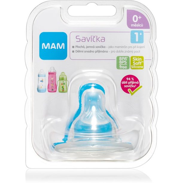 MAM Baby Bottles Teat V1 биберон за шише Slow Flow 0m+ 1 бр.