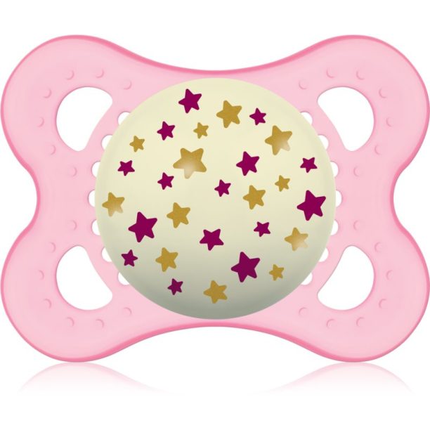 MAM Night 0+ months биберон за нощ Pink Stars 1 бр.