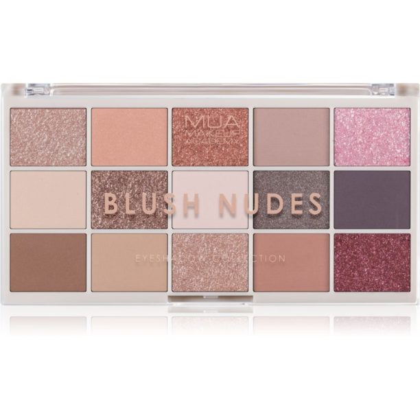 MUA Makeup Academy Professional 15 Shade Palette палитра сенки за очи цвят Blush Nudes 12 гр.