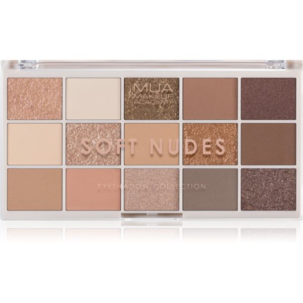 MUA Makeup Academy Professional 15 Shade Palette палитра сенки за очи цвят Soft Nudes 12 гр.