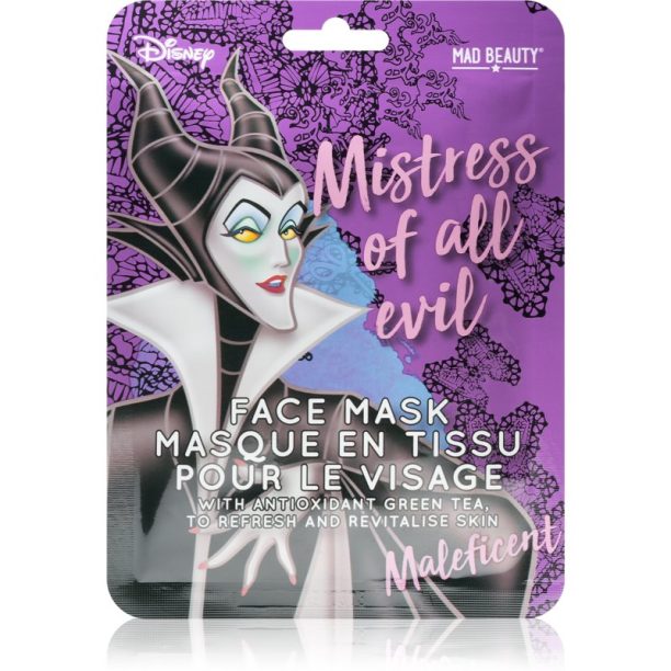 Mad Beauty Disney Villains Maleficent ревитализираща платнена маска с екстракт от зелен чай 25 мл.