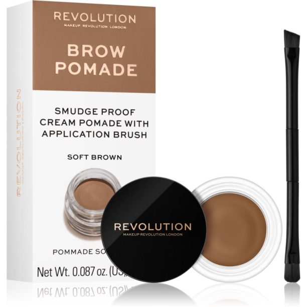 Makeup Revolution Brow Pomade помада за вежди цвят Soft Brown 2.5 гр.