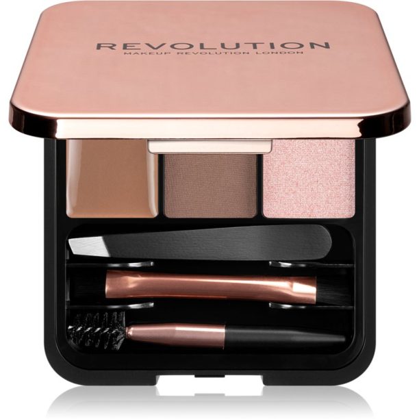 Makeup Revolution Brow Sculpt Kit сет за перфектни вежди цвят Brown 2.2 гр.