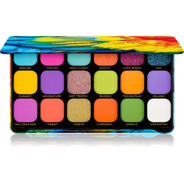 Makeup Revolution Forever Flawless палитра от сенки за очи цвят Bird of Paradise 18 x 1.1 гр.