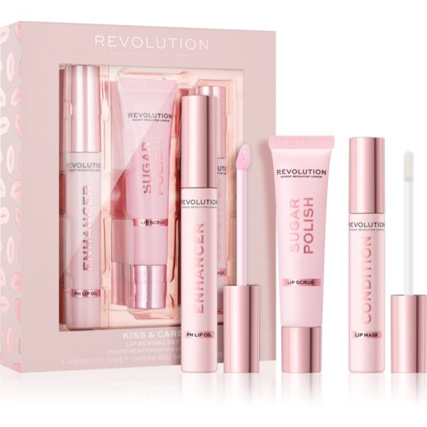 Makeup Revolution Kiss & Care комплект за устни