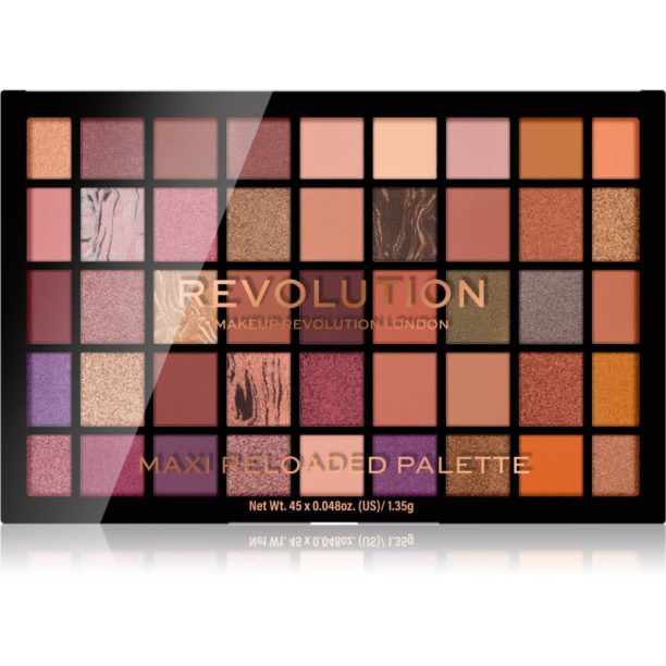 Makeup Revolution Maxi Reloaded Palette палитра с прахообразни сенки за очи цвят Infinite Bronze 45x1.35 гр.