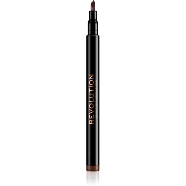 Makeup Revolution Micro Brow Pen прецизен молив за вежди цвят Medium Brown 1 мл.