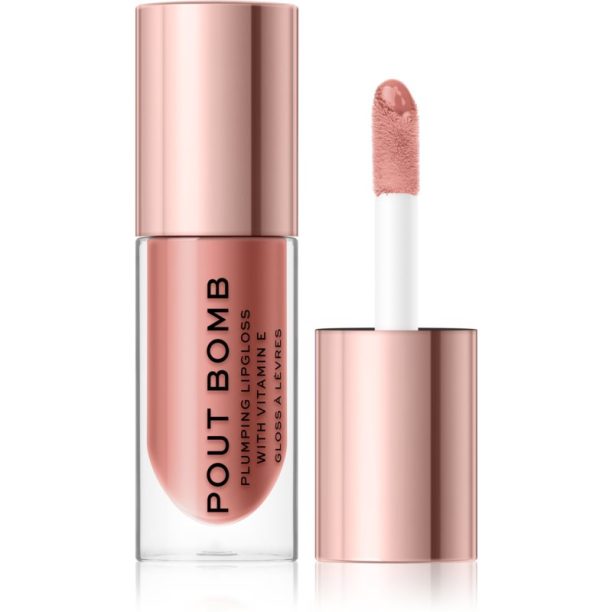 Makeup Revolution Pout Bomb блясък за устни за по-голям обем със силен гланц цвят Doll 4.6 мл.