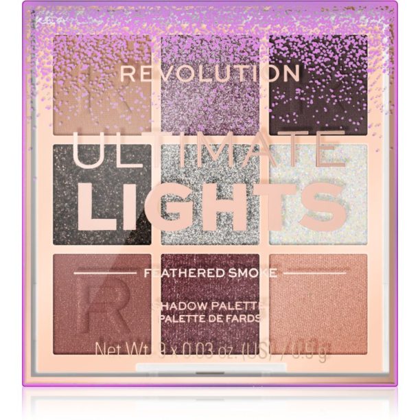 Makeup Revolution Ultimate Lights палитра сенки за очи цвят Smoke 8