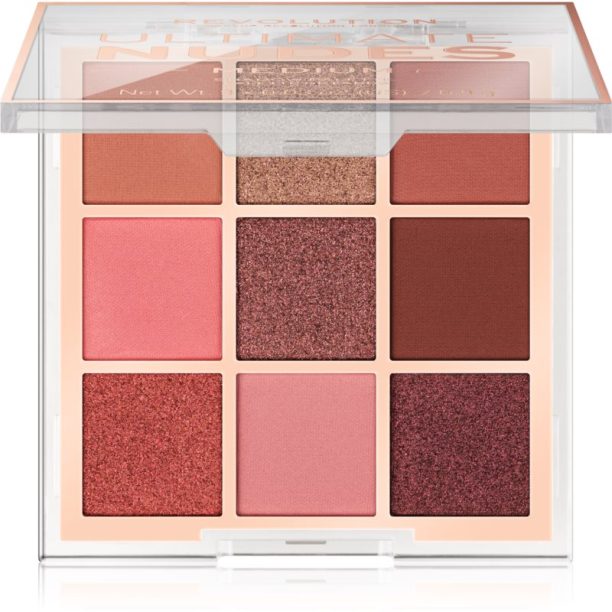 Makeup Revolution Ultimate Nudes палитра сенки за очи цвят Medium 8 гр.