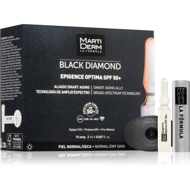 MartiDerm Black Diamond Epigence Optima SPF 50+ защитен серум в ампули SPF 50+ 10x2 мл.