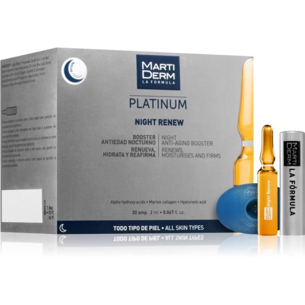 MartiDerm Platinum Night Renew ексфолиращ и пилинг серум в ампули 30x2 мл.