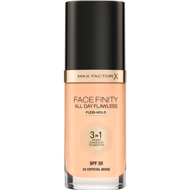 Max Factor Facefinity All Day Flawless дълготраен фон дьо тен SPF 20 цвят 33 Crystal Beige 30 мл.