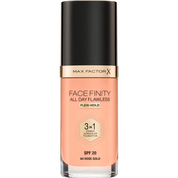 Max Factor Facefinity All Day Flawless дълготраен фон дьо тен SPF 20 цвят 64 Rose Gold 30 мл.