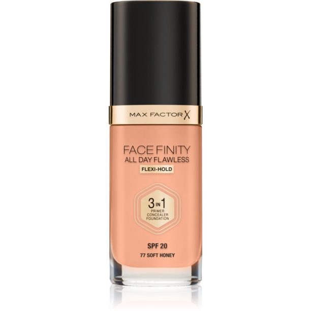 Max Factor Facefinity All Day Flawless дълготраен фон дьо тен SPF 20 цвят 77 Soft Honey 30 мл.