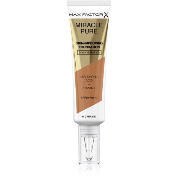 Max Factor Miracle Pure Skin дълготраен фон дьо тен SPF 30 цвят 85 Caramel 30 мл.