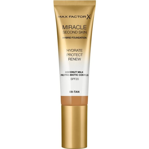 Max Factor Miracle Second Skin овлажняващ крем SPF 20 цвят 09 Tan 30 мл.