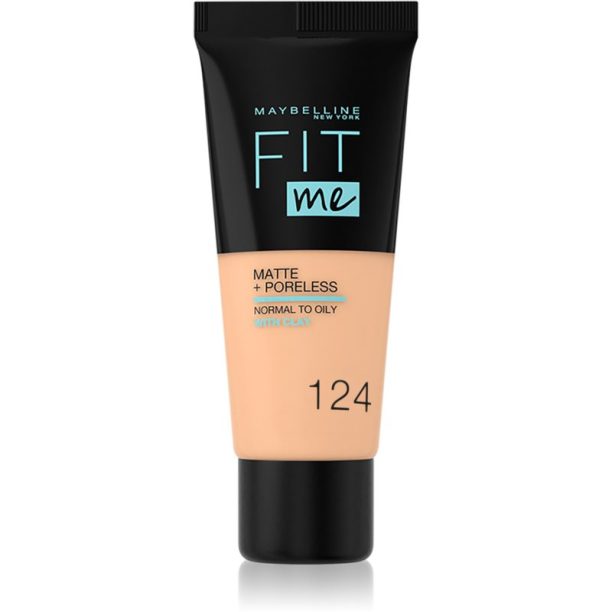 Maybelline Fit Me! Matte+Poreless матиращ фон дьо тен за нормална към мазна кожа цвят 124 Soft Sand 30 мл. на ниска цена