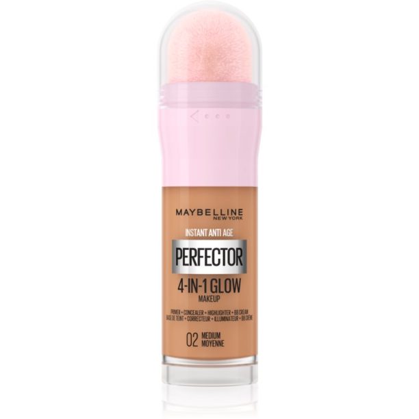 Maybelline Instant Age Rewind Perfector 4-in-1 Glow озаряващ фон дьо тен за естествен вид цвят 02 Medium 20 мл.