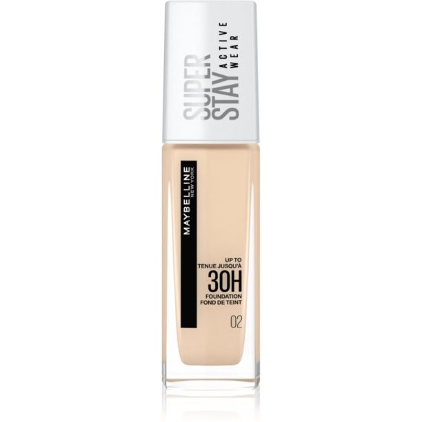 Maybelline SuperStay Active Wear дълготраен фон дьо тен за пълно покритие цвят 02 Naked Ivory 30 мл.