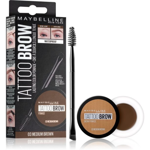 Maybelline Tattoo Brow гел-помада за вежди цвят 03 Medium Brown